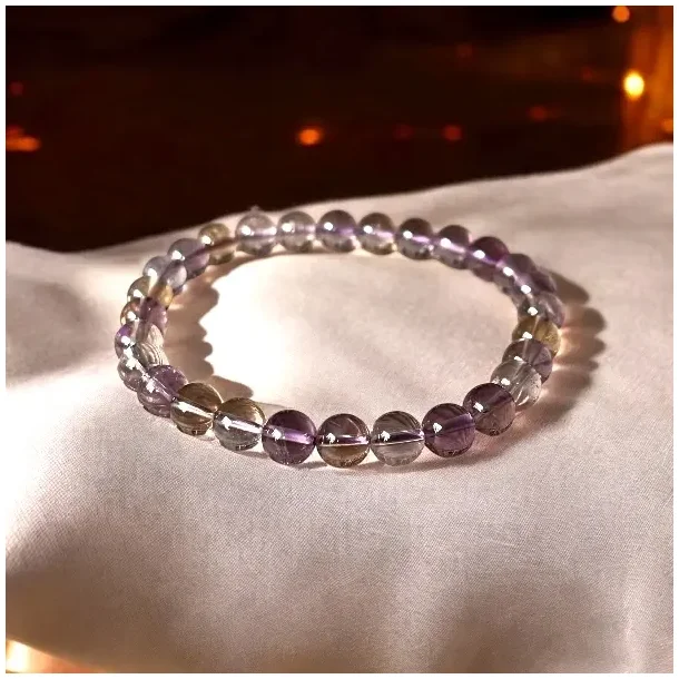 Ametrin krystalarmbnd 16-18 cm i meget fin kvalitet  indre ro, klarhed og spirituel balance 