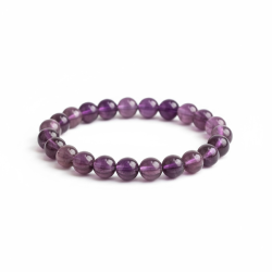 Krystal armb�nd i Ametyst | 8 mm stenperler | M�l 16,5 - 19 cm