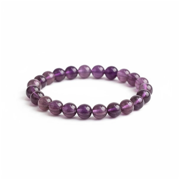 Krystal armb�nd i Ametyst | 8 mm stenperler | M�l 16,5 - 19 cm