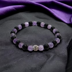 Krystal armbnd  Ametyst | lavasten | 6 mm perler | Ml 16 - 20 cm