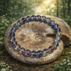 Krystal armb�nd | Aura titanium | rainbow aura | M�l 16 - 18 cm