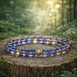 Krystal armb�nd | Aura titanium | rainbow aura | M�l 16 - 18 cm