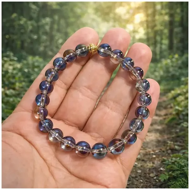 Krystal armb�nd | Aura titanium | rainbow aura | M�l 16 - 18 cm