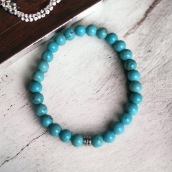 Krystal armbnd | bl Howlit | 6 mm perler | Ml 16 - 18 cm