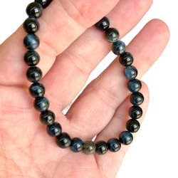 Unikke krystalarmb�nd i falke�je/Bl� tiger�je � 16-18 cm, 6 mm perler
