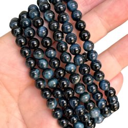Unikke krystalarmb�nd i falke�je/Bl� tiger�je � 16-18 cm, 6 mm perler