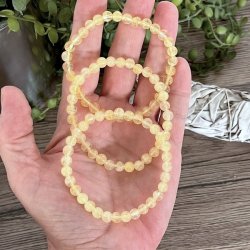 Krystal armbnd | Brndt Citrin | 6 mm. stenperler | Ml 16 - 18 cm