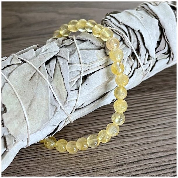 Krystal armbnd | Brndt Citrin | 6 mm. stenperler | Ml 16 - 18 cm