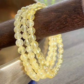 Krystal armbnd | Brndt Citrin | 6 mm. stenperler | Ml 16 - 18 cm