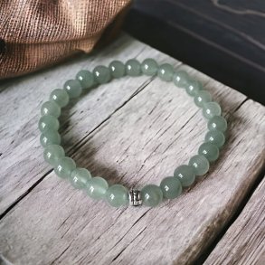 Krystal armb�nd | Gr�n aventurin | 6 mm. stenperler | M�l 16 - 17 cm.