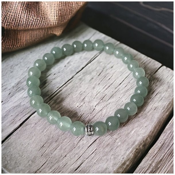 Krystal armb�nd | Gr�n aventurin | 6 mm. stenperler | M�l 16 - 17 cm.