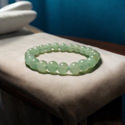 Grn Aventurin Krystalarmbnd  10 mm Perler, 16,5-18 cm