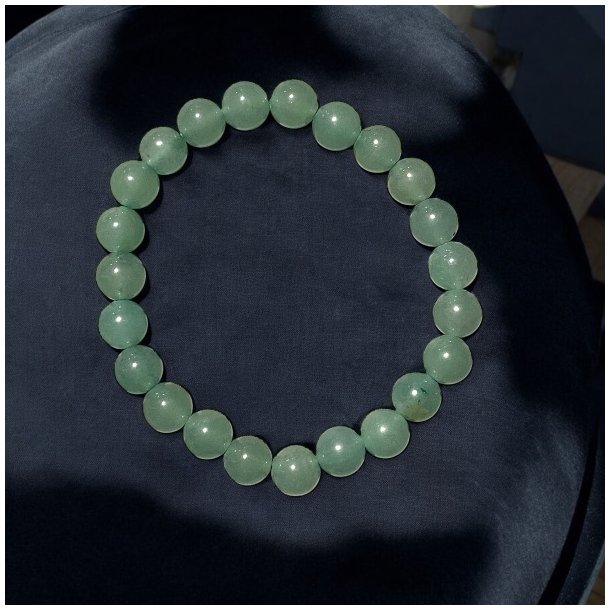 Grn Aventurin Krystalarmbnd  10 mm Perler, 16,5-18 cm