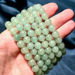 Grn Aventurin Krystalarmbnd  10 mm Perler, 16,5-18 cm