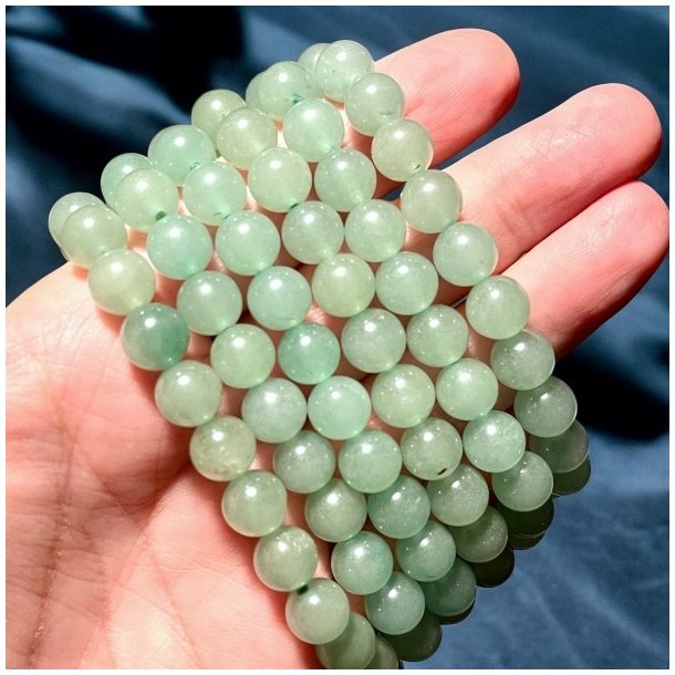 Grn Aventurin Krystalarmbnd  10 mm Perler, 16,5-18 cm