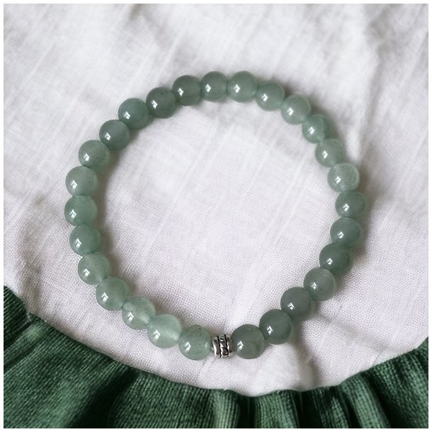 Krystal armb�nd | Gr�n aventurin | 6 mm. stenperler | M�l 16 - 17 cm.