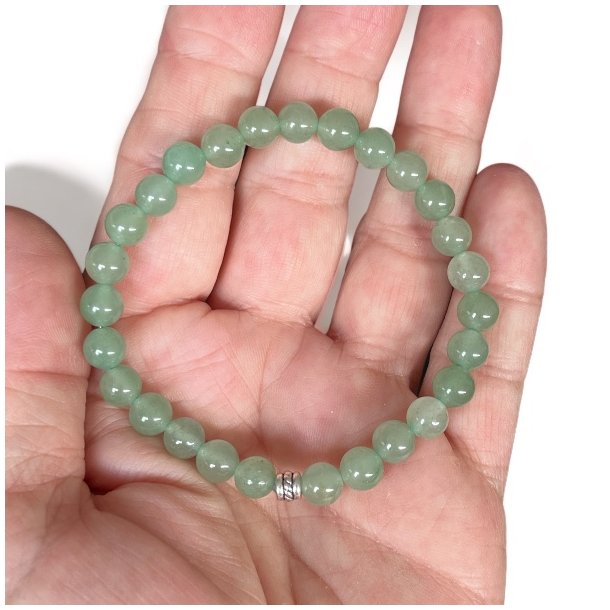 Krystal armbnd | Grn aventurin | 6 mm. stenperler | Ml 16 - 17 cm.