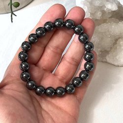 Krystal armbnd i hmatit med 10 mm stenperler,  Ml 17 - 20 cm