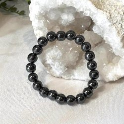 Krystal armbnd i hmatit med 10 mm stenperler,  Ml 17 - 20 cm