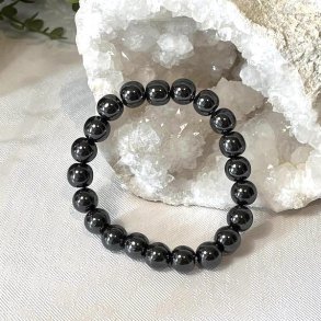 Krystal armbnd i hmatit med 10 mm stenperler,  Ml 17 - 20 cm