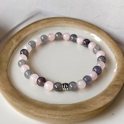Krystal armb�nd for styrke og balance | 6 mm stenperler | M�l 15,5 - 16,5 cm