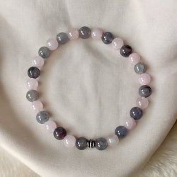 Krystal armb�nd for styrke og balance | 6 mm stenperler | M�l 15,5 - 16,5 cm