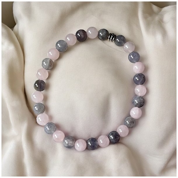 Krystal armb�nd for styrke og balance | 6 mm stenperler | M�l 15,5 - 16,5 cm