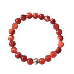 Krystal armb�nd | karneol | 8 mm. stenperler | Charm | M�l 16 - 19 cm