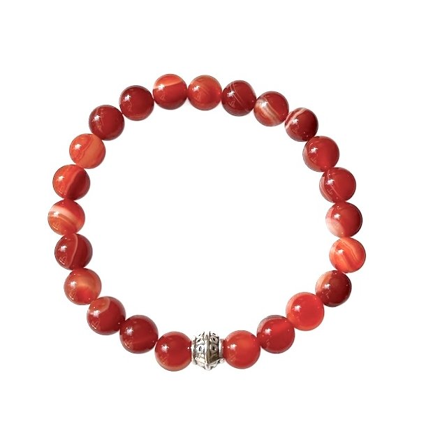 Krystal armbnd | karneol | 8 mm. stenperler | Charm | Ml 16 - 19 cm