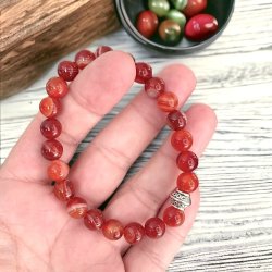 Krystal armbnd | karneol | 8 mm. stenperler | Charm | Ml 16 - 19 cm
