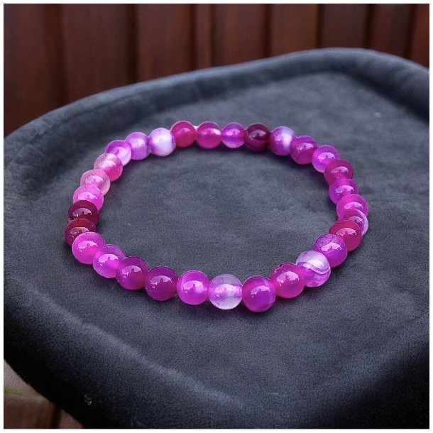 Krystal armbnd | pink agat | 6 mm stenperler | Ml 15 - 17 cm