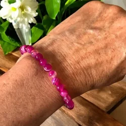 Krystal armb�nd | pink agat | 6 mm stenperler | M�l 15 - 17 cm