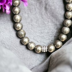 Pyrit krystal armbnd | 6 mm perler | Ml 16 - 18 cm