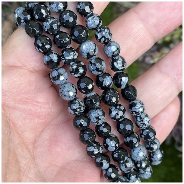 Krystal armbnd snefnug obsidian facetslebet