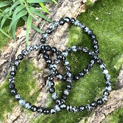 Krystal armbnd snefnug obsidian facetslebet