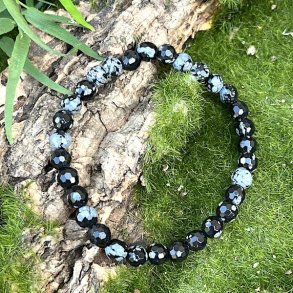 Krystal armbnd snefnug obsidian facetslebet