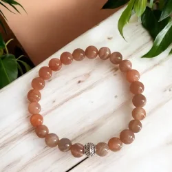 Hndlavet Krystalarmbnd i Solsten 18-20 cm med Forslvet Charm &amp; Energi