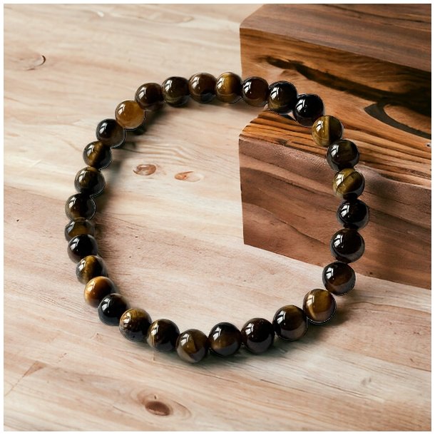Krystal armbnd i tigerje jaspis | 6 mm stenperler | Ml 16 - 18 cm