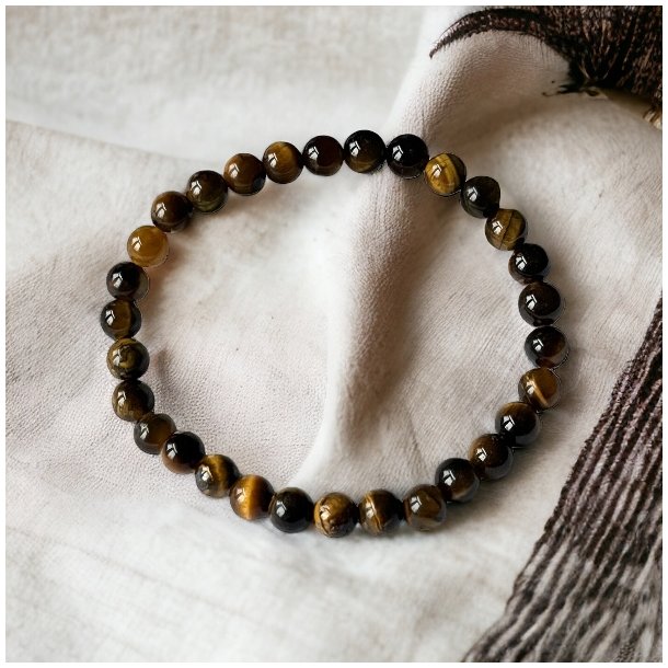 Krystal armbnd i tigerje jaspis | 6 mm stenperler | Ml 16 - 18 cm