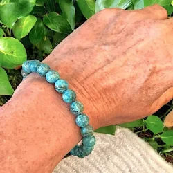 Armbnd i bl afrikansk turkis, 9 mm krystaller, 16,519 cm