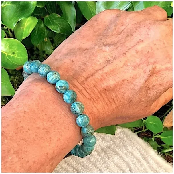 Armbnd i bl afrikansk turkis, 9 mm krystaller, 16,519 cm