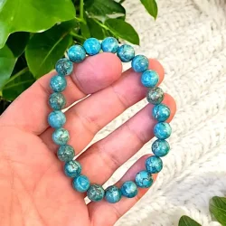 Armbnd i bl afrikansk turkis, 9 mm krystaller, 16,519 cm