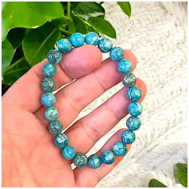 Armbnd i bl afrikansk turkis, 9 mm krystaller, 16,519 cm