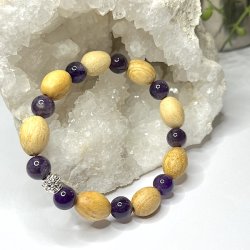 Krystal armbnd | Ametyst | palo santo | Ml 16 - 18 cm