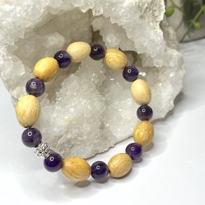 Krystal armbnd | Ametyst | palo santo | Ml 16 - 18 cm