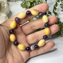 Krystal armbnd | Ametyst | palo santo | Ml 16 - 18 cm