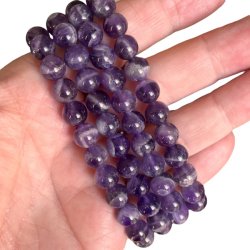 Krystal armbnd i Bnd Ametyst m. charm | 8 mm stenperler | Ml 16 - 18 cm