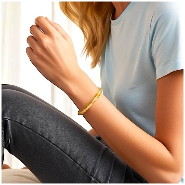 Krystal armbnd | Brndt Citrin | 6 mm. stenperler | Ml 16 - 18 cm