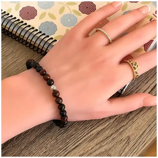 Skytsenglens Vej  Bl Tigerje &amp; Okseje krystalarmbnd, 17-19 cm