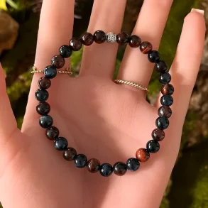 Skytsenglens Vej  Bl Tigerje & Okseje krystalarmbnd, 17-19 cm